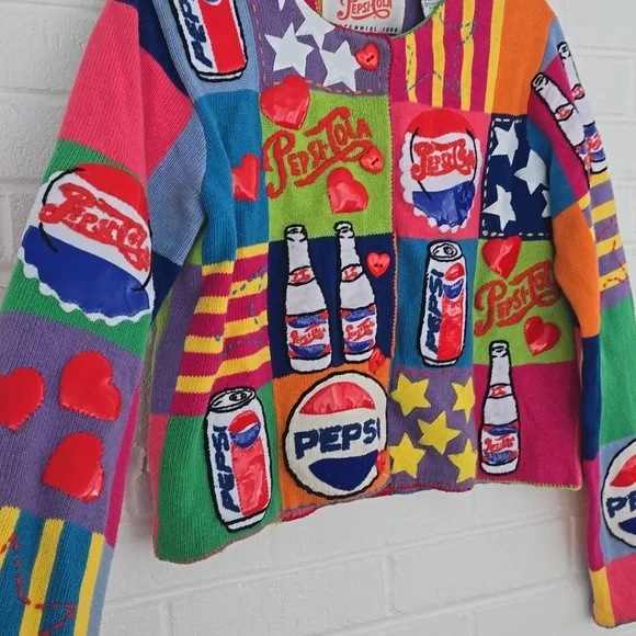 Vintage 1998 Michael Simon Pepsi-Cola Cardigan Size M Collectible - Picture 3 of 13